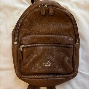 Coach Brown Pebbled Leather Mini Backpack with Gold Hardware